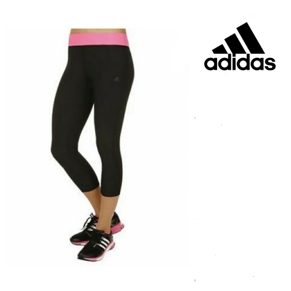 Adidas Climalite Capri Leggings Black/ Pink Waistband Size S Adidas - Picture 9 of 10